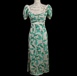 Zara Green Leaf Top and Skirt Matching Set Size M 1822/031 1822/032